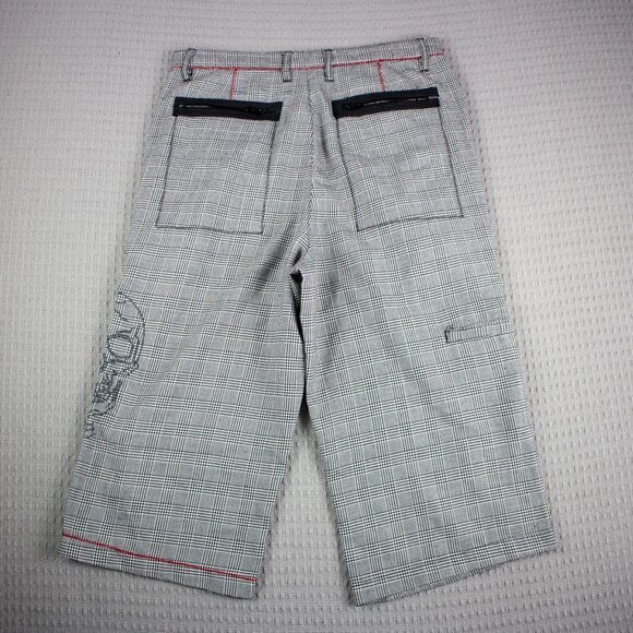 R2 Randy Y2K Checkered Skull Cropped Pants 30W - Picture 2 of 8